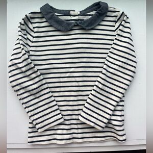 GAP Navy and White Striped Long Sleeve Shirt